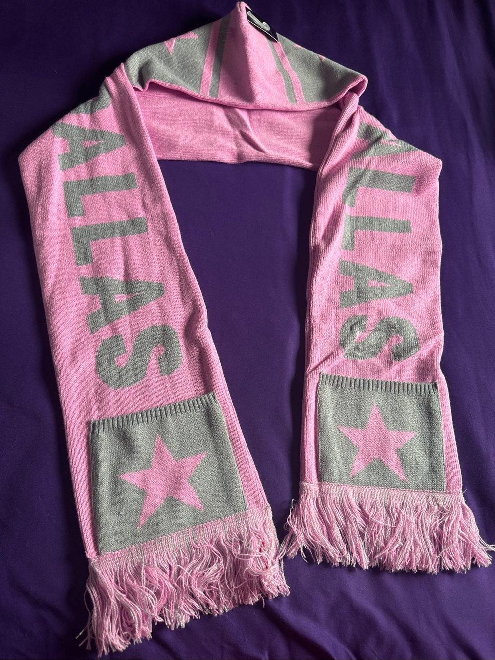 Dallas Cowboys Pink and Grey Hooded Scarf with Hand Pockets NWT